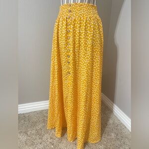 SHEIN Yellow Button-Down Maxi Skirt